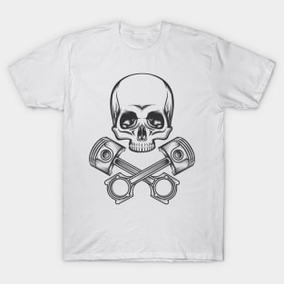 Human Skull with Engine Pistons T-Shirt